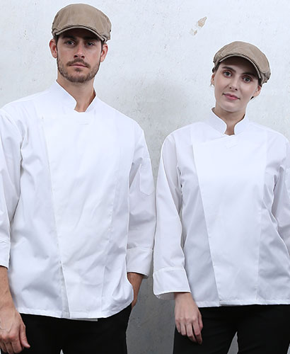 SCD-77  NEW 백색 속단추 조리복  ㅡ(안쪽망사) ㅡㅡ(긴팔/칠부겸용)