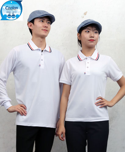 T-30 백색 쿨론 3선 에리티셔츠ㅡㅡㅡ (주머니없음)