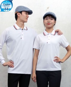 T-30 백색 쿨론 3선 에리티셔츠ㅡㅡㅡ (주머니없음)