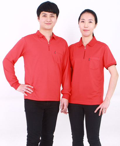 ▶ST-3 33 긴팔/반팔 기능성 엠보 지퍼 스티치◀((홍색))