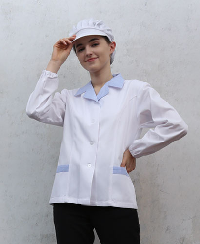 SHA-634 30수 하늘체크 카라위생복ㅡ(얇은원단)