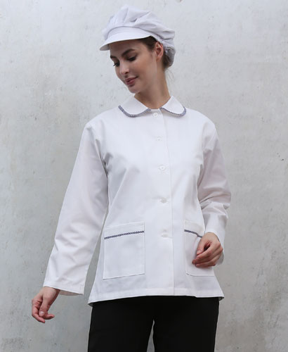 SHA-42 둥근카라 배색 위생복 (소매밴드형)