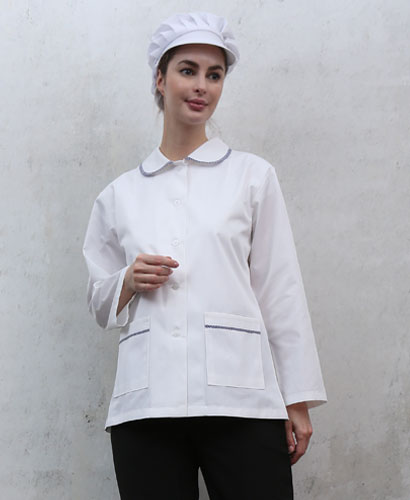 SHA-42 둥근카라 배색 위생복 (소매밴드형)