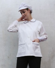 SHA-42 둥근카라 배색 위생복 (소매밴드형)