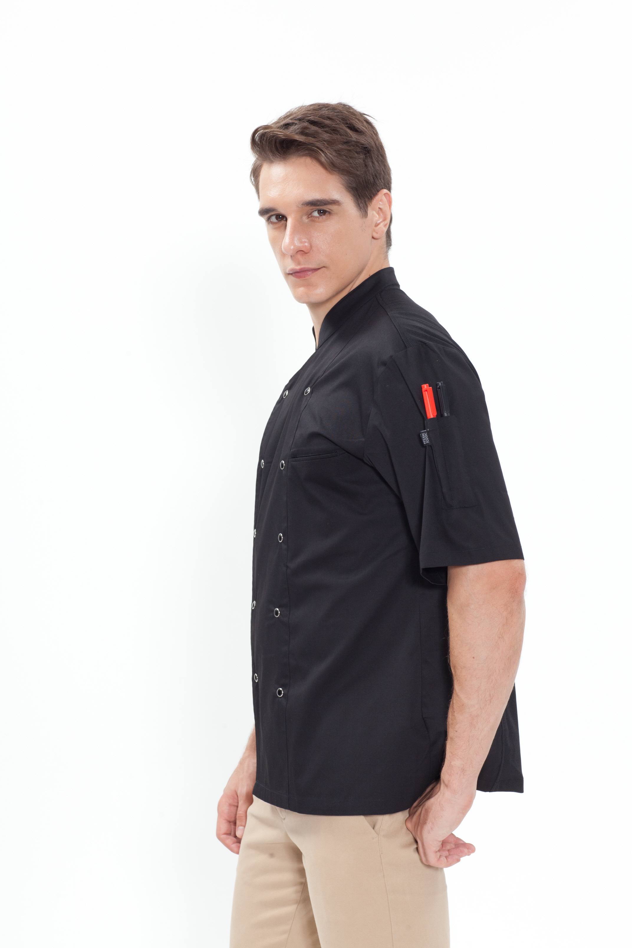 SKO-135 반팔 검정 더블단추 스넵