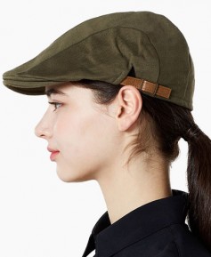 SC-549 카키 가죽조절끈 헌팅캡