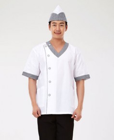 SHA-15  남성 V넥 체크 반팔