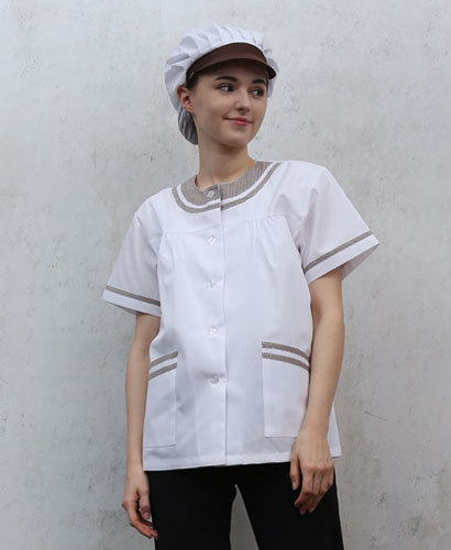 SHA-95 체크라운드 반팔((갈색체크))