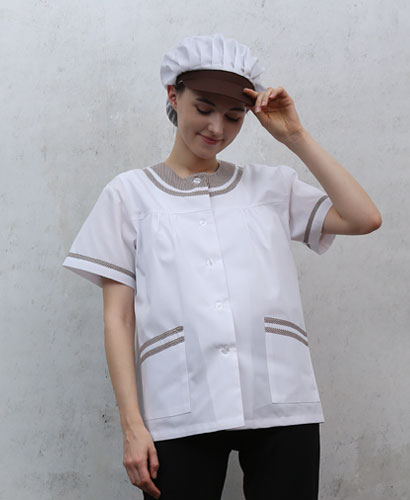 SHA-95 체크라운드 반팔((갈색체크))