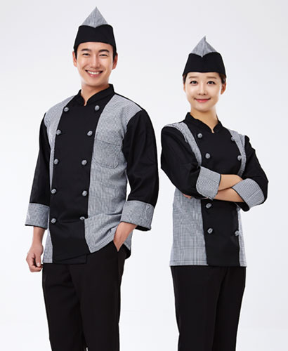 SCO-006 체크 매듭단추 조리복