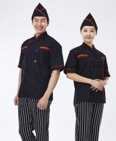 SCO-53 주황 띠 진곤색 반팔 조리복