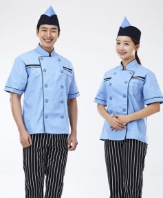 SCO-59 검정 띠 하늘색 반팔 조리복