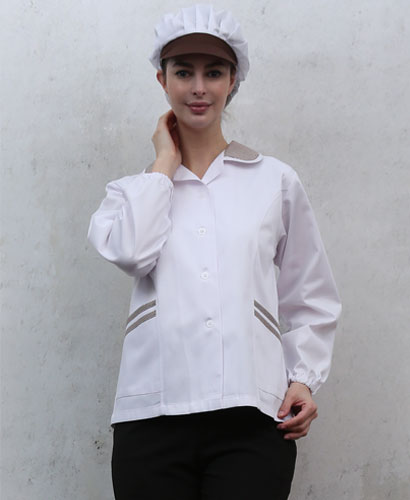 SHA-48 갈색체크카라 위생복