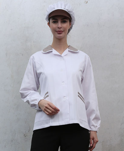 SHA-48 갈색체크카라 위생복