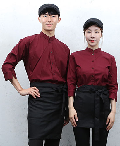 SY-728 NEW 와인 차이나 칠부 셔츠