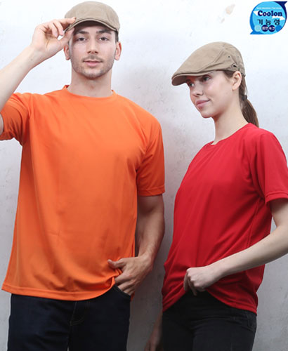▶T-41 반팔 쿨론 ((기능성))라운드◀ㅡㅡㅡ(오렌지/홍색)