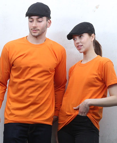▶T3-72 긴팔/반팔 무지 면 라운드티 ㅡㅡㅡ(오렌지)