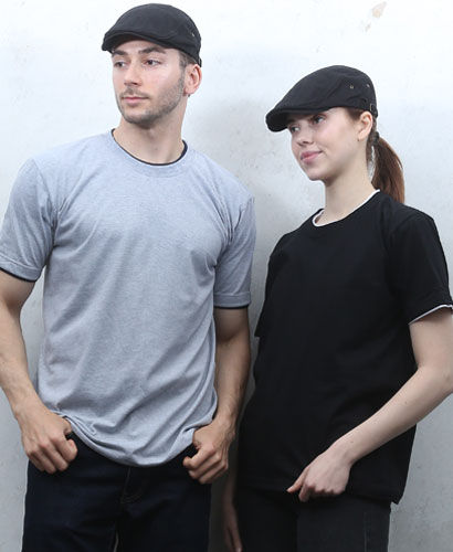 ▶T3-74 반팔 이중면 라운드ㅡㅡㅡㅡ(검정/멜란지)