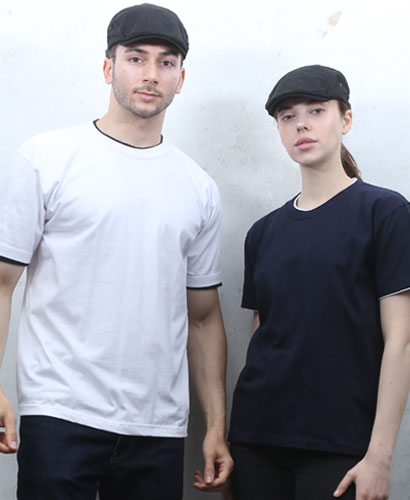 ▶T3-74 반팔 이중면 라운드ㅡㅡㅡㅡ(백색/곤색)