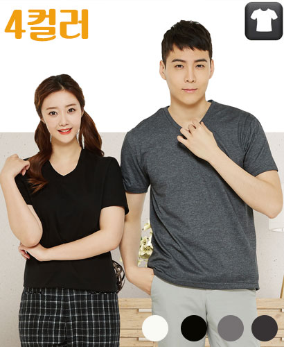 T3-87 V넥 얇은원단 티셔츠