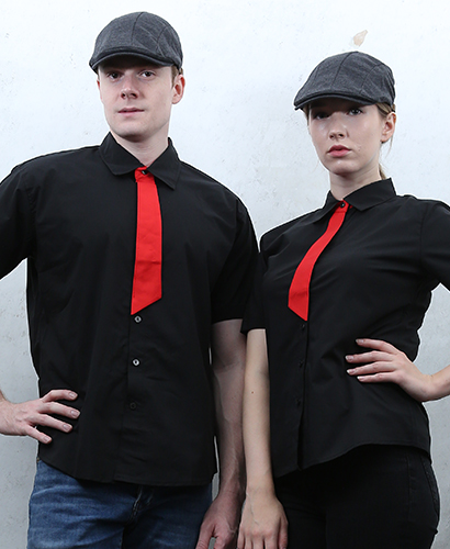 SY-361 NEW 반팔 검정 적넥타이 포인트ㅡㅡ(남여공용 사이즈)