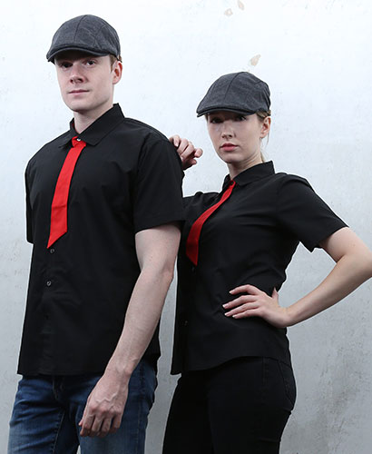 SY-361 NEW 반팔 검정 적넥타이 포인트ㅡㅡ(남여공용 사이즈)