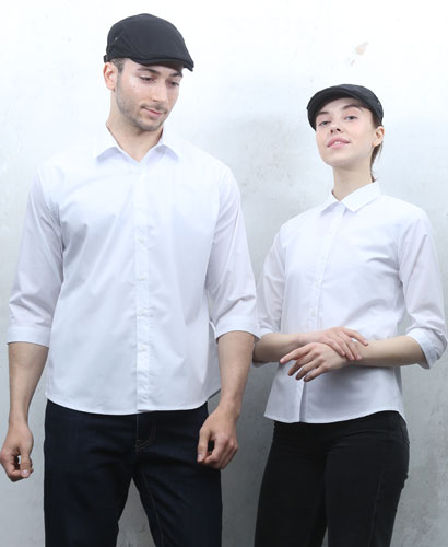 SY-720 NEW 백색 칠부 셔츠 (왼가슴 주머니 없음)