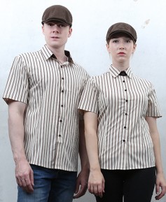 SY-738 반팔 커피줄지 셔츠