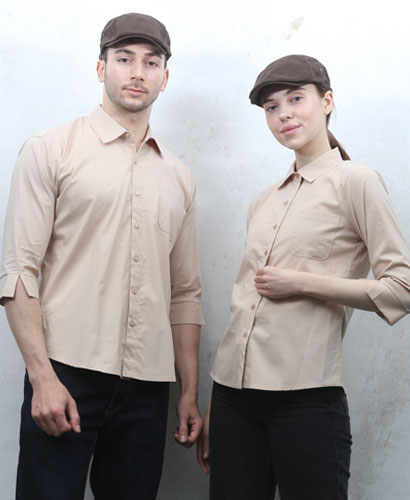 SY-719 NEW 베이지 카라 칠부 셔츠