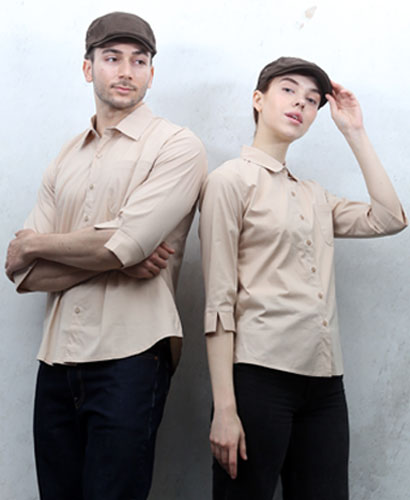 SY-719 NEW 베이지 카라 칠부 셔츠