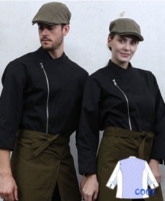 SKO-85-1 검정 지퍼 슬립 기능성 쿡복 ㅡ(긴팔칠부겸용)★빅사이즈